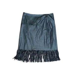 Bella sky black skirt Faux leather with fringe